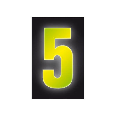 Number Sticker Yellow High Visibility Reflective 3” - Number 5