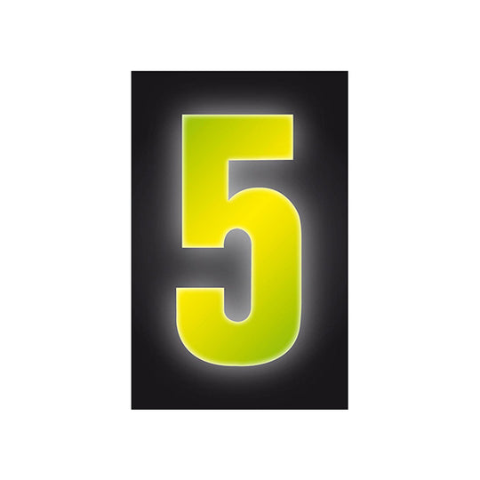 Number Sticker Yellow High Visibility Reflective 3” - Number 5