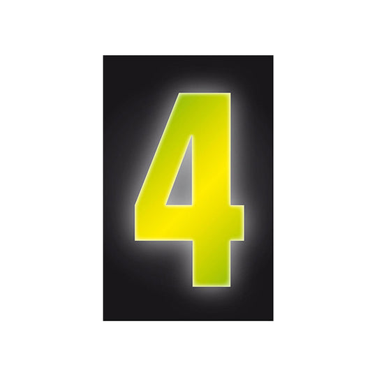 Number Sticker Yellow High Visibility Reflective 3” - Number 4