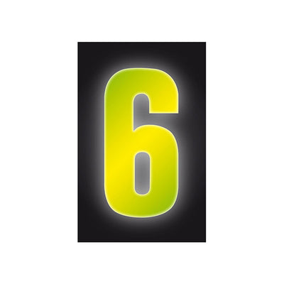Number Sticker Yellow High Visibility Reflective 3” - Number 6