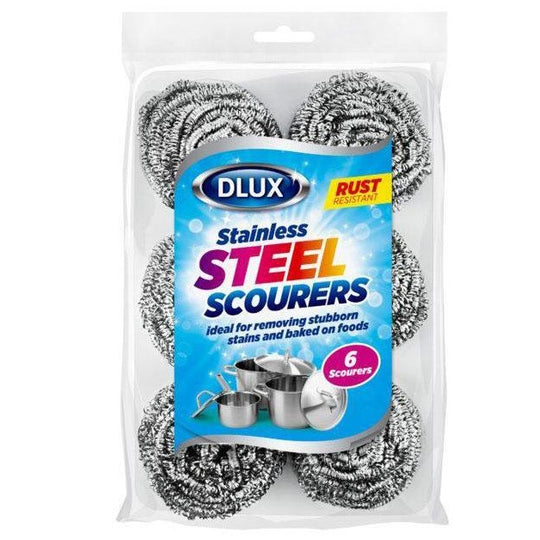 DLUX Starwash Stainless Steel Scourers 18g 6 Pack