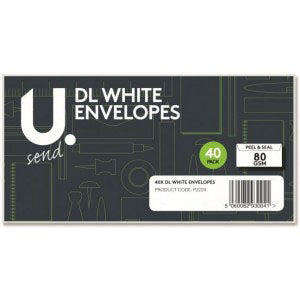 White Self Seal Envelopes DL 40 Pack