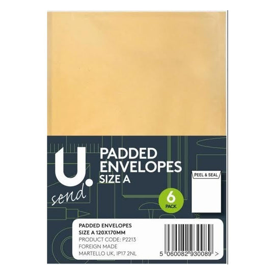 Peel & Seal Padded Envelopes Size A 18cm x 12cm 6 Pack