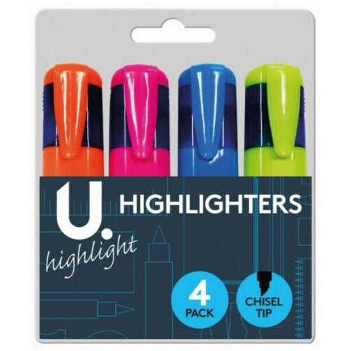 Chunky Highlighter Pens 4 Pack - Case of 12