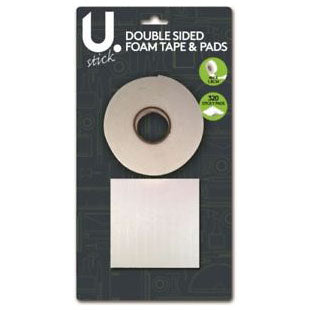 U Stick Double Sided Foam Tape 4m & Sticky Pads 320 Pack