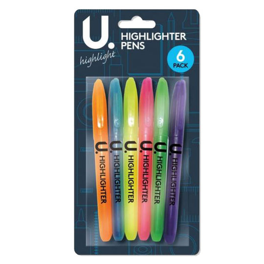 Highlighter Pens 6 Pack - Case of 12