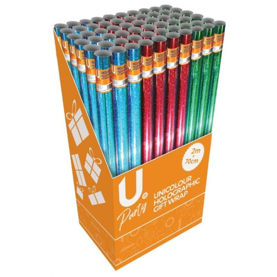 Unicolour Holographic Gift Wrap Roll 2x70cm