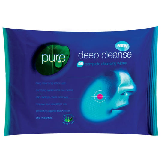 Pure Deep Cleanse Facial Wipes 25 Pack.