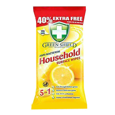 Green Shield Anti-Bacterial Household Surface Wipes 70 Pack