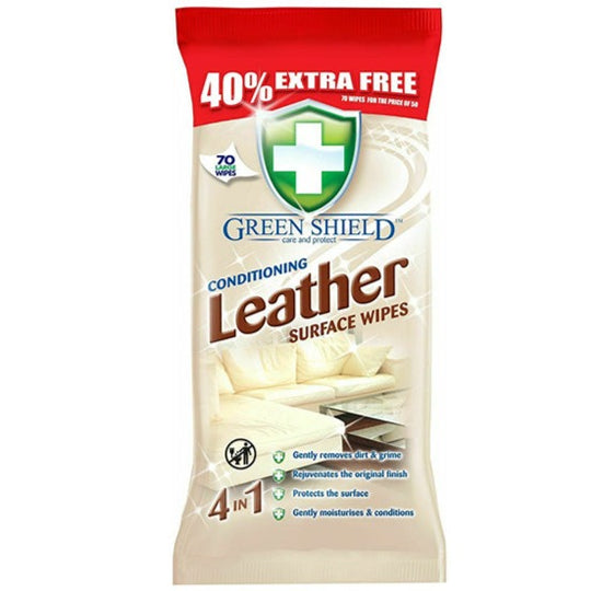 Green Shield Conditioning Leather Surface Wipes 70 Pack