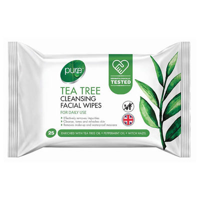 Pure Tea Tree Cleansing Facial Wipes 25 Pack - Case of 12