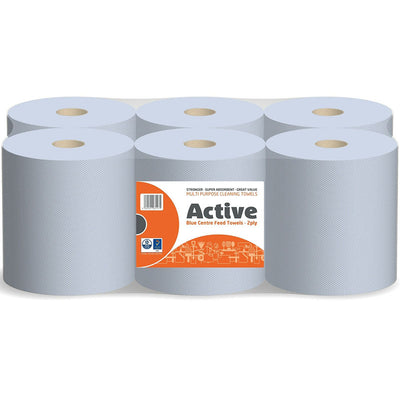 Active Blue Value Centrefeed Paper Tissue 6 Roll Pack