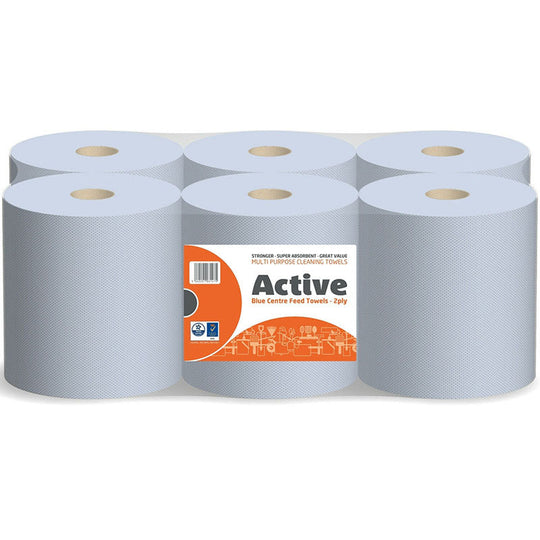 Active Blue Value Centrefeed Paper Tissue 6 Roll Pack
