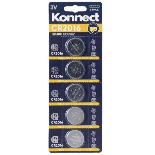 Konnect CR2016 Lithium Button Battery 3v - Pack Of 5