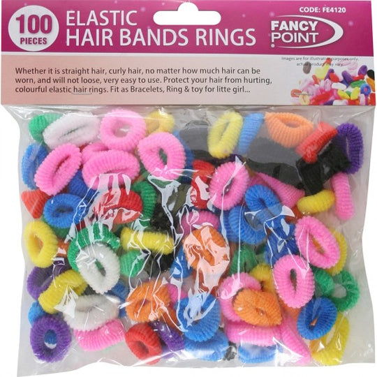 Fancy Point Elastic Hair Bands Rings 100 Pack