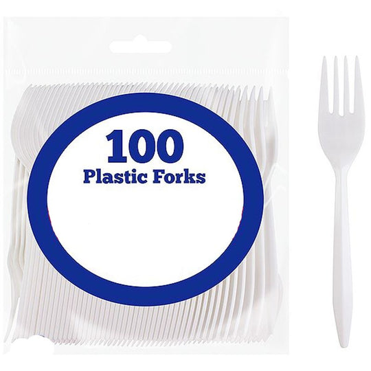 Disposable Plastic Fork White 100 Pack