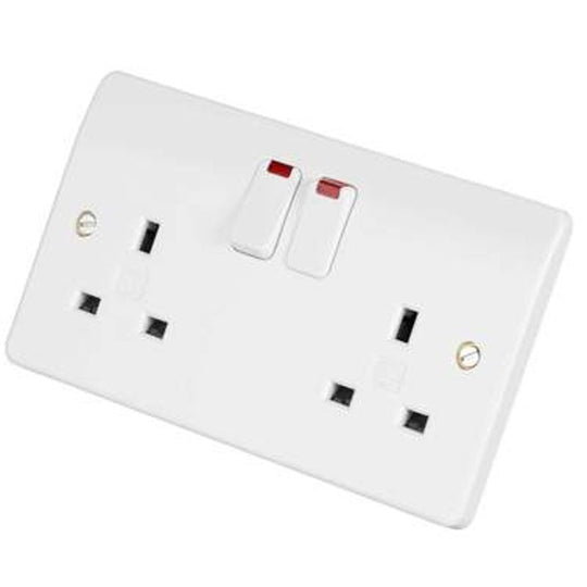 Extra Star 2Gang 13A Neon Switched Socket