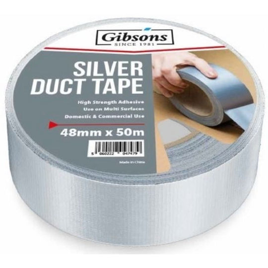 Gibsons High Strength Adhesive Silver Duct Tape 48mm x 10m - Case of 6