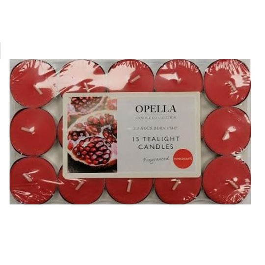 Opella Fragranced Tealights Pomegranate 15 Pack - Case of 10