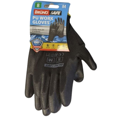 Bruno Safe PU Work Gloves Black Medium