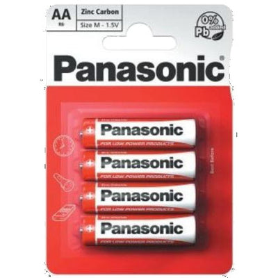Panasonic Zinc Carbon AA Battery 4 Pack - Case of 12