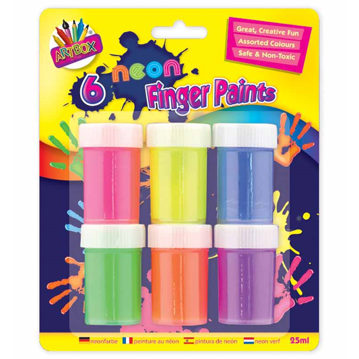 Artbox Neon Finger Paint Pots 20ml 6 Pack
