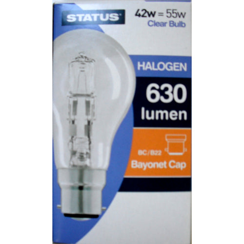 Status Halogen Clear Bulb Bayonet Cap BC 42W Warm Light - Case of 6