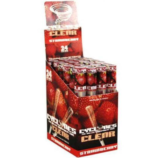 Cyclones Pre Rolled Transparent Cones Clear 24 Pieces Strawberry