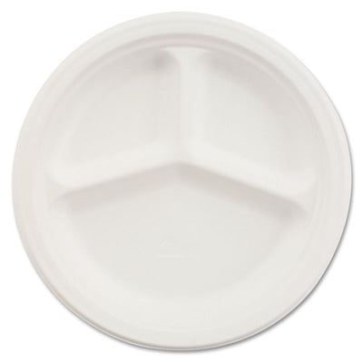 Delight Plus Plastic Plate 3 Compartments White 8 Pack