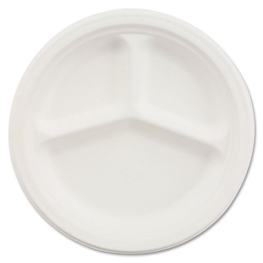 Delight Plus Plastic Plate 3 Compartments White 8 Pack