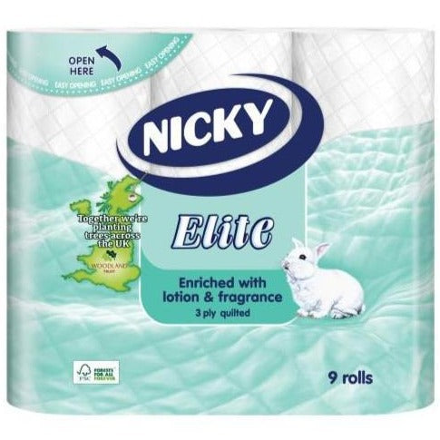Nicky Elite White Quilted Toilet Tissue 9 Pack - Case of 5
