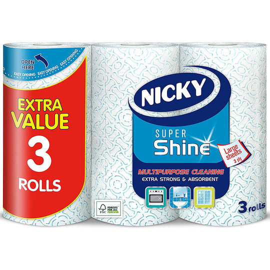 Nicky Super Shine Multipurpose Cleaning 3 Pack - Case of 4