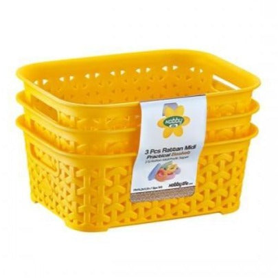 Hobby 3 Pieces Rattan Midi Basket