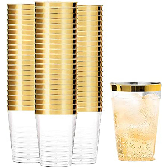 Elite Gold Disposable Drinking Cups Clear 100 Pack