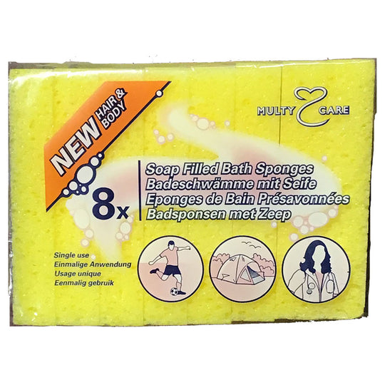 Multy Care Soap Filled Bath Sponges 8 Pack - Case of 10