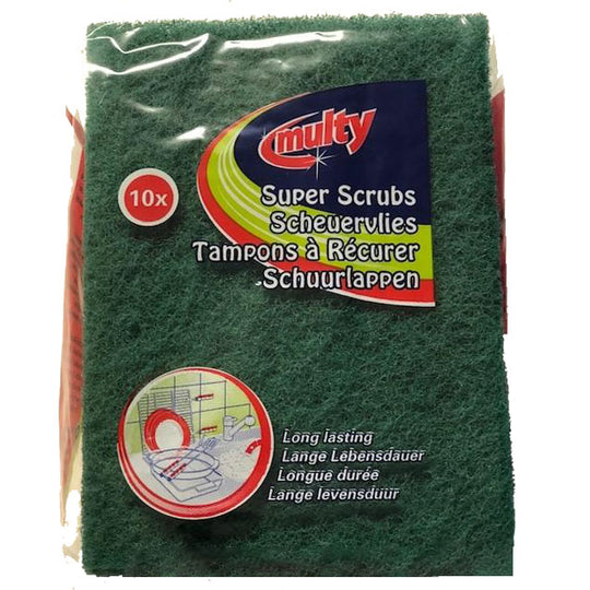 Multy Super Scrubs Green Scouring Pads 10 Pack