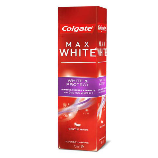 Colgate Toothpaste Max White & Protect Gentle Mint Twin Pack 75ml