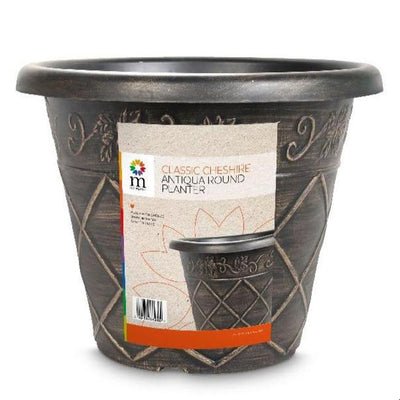 Antiqua Planter 45cm x 35.5cm Black with Bronze