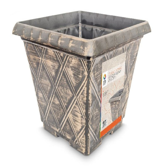 Antiqua Square Planter 40cm Black with Silverbrush