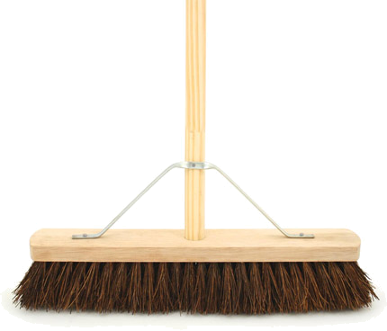Charles Bentley Complete Broom with Wooden Handle & Metal Support Stay Stiff Bassine Platform 18”