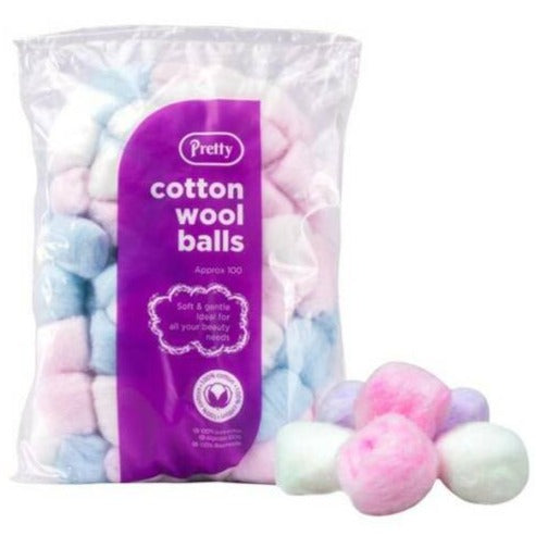 Pretty Cotton Wool 100 Balls Coloured - Case of 12