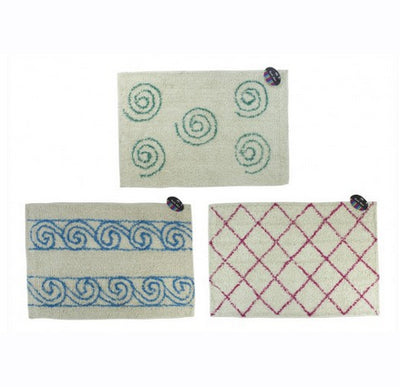 Cotton bath mat with coloured pattern