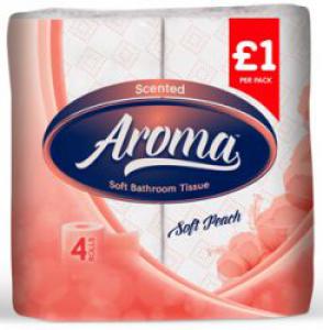 Aroma Scented Soft Peach Toilet Tissues 4 Pack - Case of 10