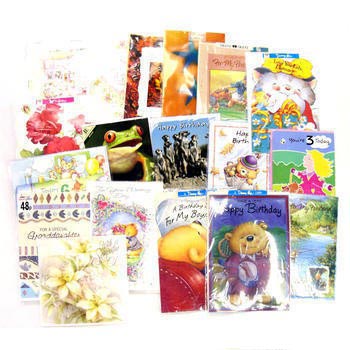 Individually wrapped card and envelopes assorted designs