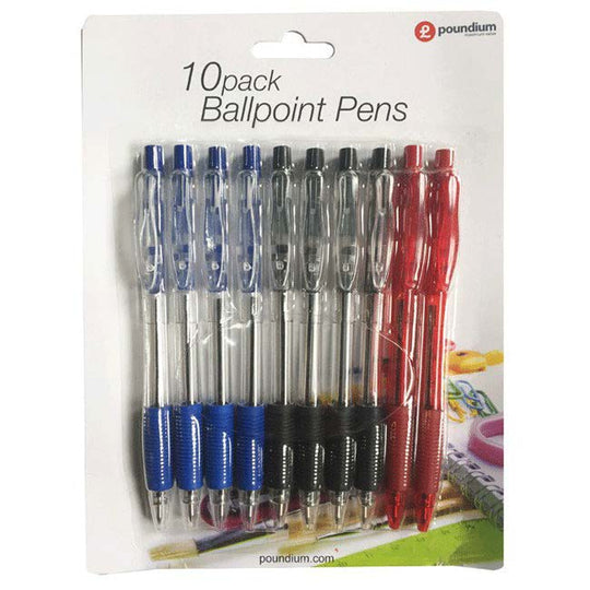 Ballpoint Pens Pack of 10 Assorted Colours