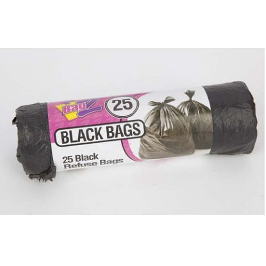 25 Pack Black Bags On Roll