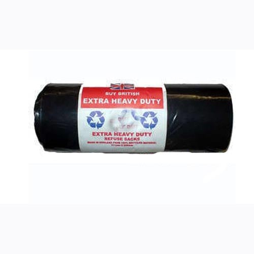 Extra Heavy Duty Black Refuse Sacks Bags 20 Roll Pack