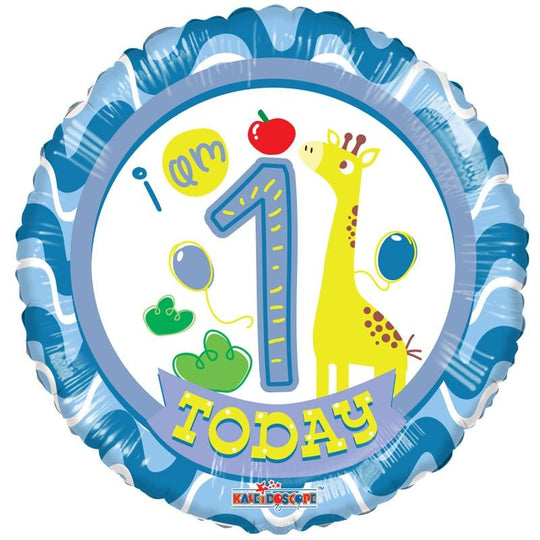 “I am 1 Today” Design Foil 1st Birthday Balloon Blue 18"