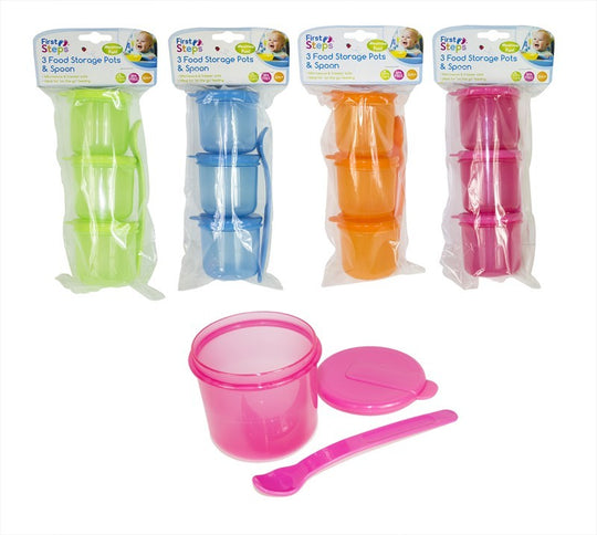 3pk Baby Food Storage Pots with spoon