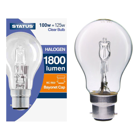 Status Halogen Clear Bulb Bayonet Cap BC 100W Warm Light - Case of 10